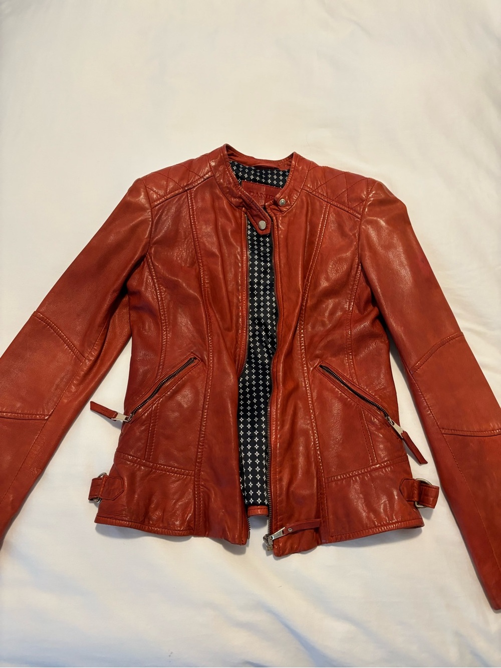 Danier Women's orange red tone Leather Jacket. Worn twice.